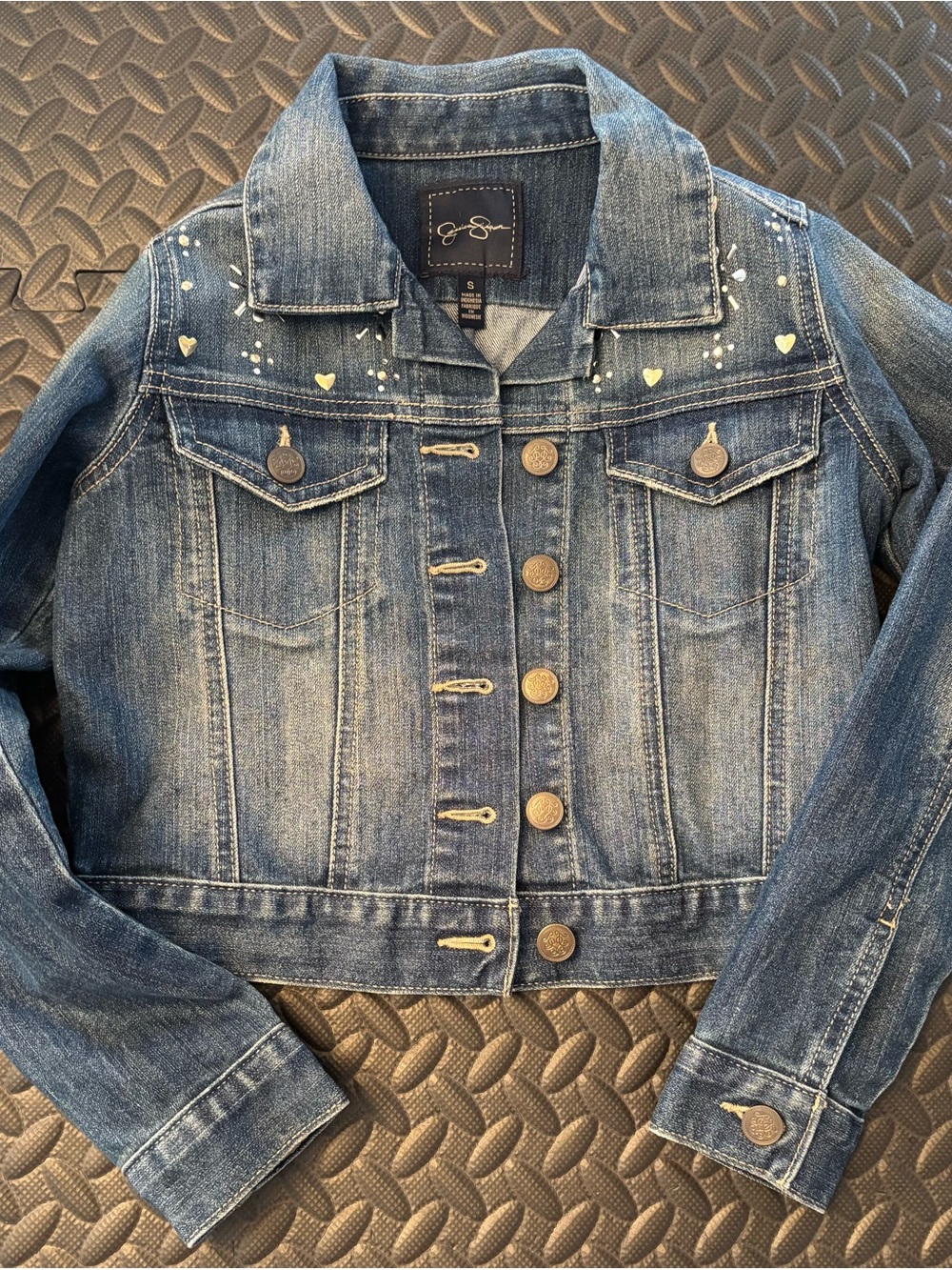 Jessica Simpson Girls Size Small Blue Embellished Denim / Jean Jacket